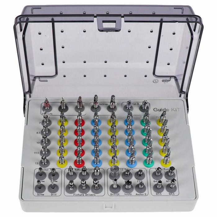 Kit guida impianto universali dentali (Kit di guide per perforatore tissutale, alesatore, ancoraggio e trapano) Kit guida impianto universali dentali (Kit di guide per perforatore tissutale, alesatore, ancoraggio e trapano)
