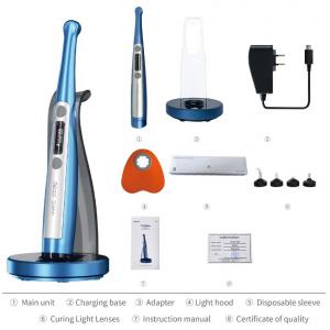Lampada fotopolimerizzatrice odontoiatrica LED Mecco Dolphin con esposimetro integrato e lente per micropolimerizzazione
