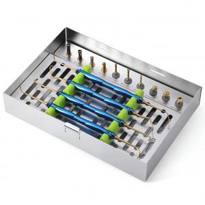 Kit rialzo seno mascellare (Kit DASK) con fermi per trapano per impianti dentali e scatola di sterilizzazione