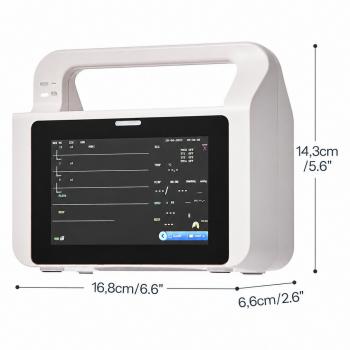 Monitor multiparametrico per pazienti odontoiatrici con schermo touch da 5 pollici e visualizzazione di 6 parametri