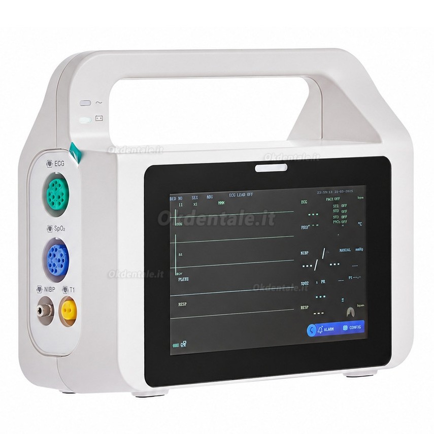 Monitor multiparametrico per pazienti odontoiatrici con schermo touch da 5 pollici e visualizzazione di 6 parametri Monitor multiparametrico per pazienti odontoiatrici con schermo touch da 5 pollici e visualizzazione di 6 parametri