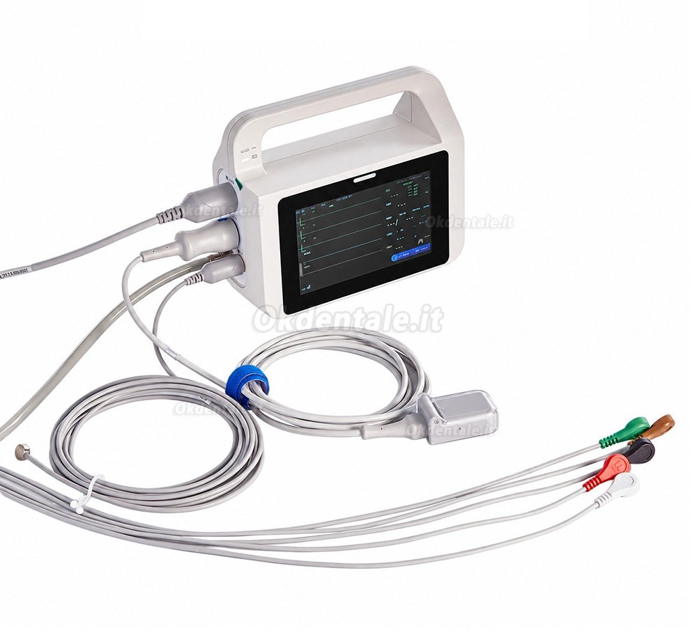 Monitor multiparametrico per pazienti odontoiatrici con schermo touch da 5 pollici e visualizzazione di 6 parametri Monitor multiparametrico per pazienti odontoiatrici con schermo touch da 5 pollici e visualizzazione di 6 parametri