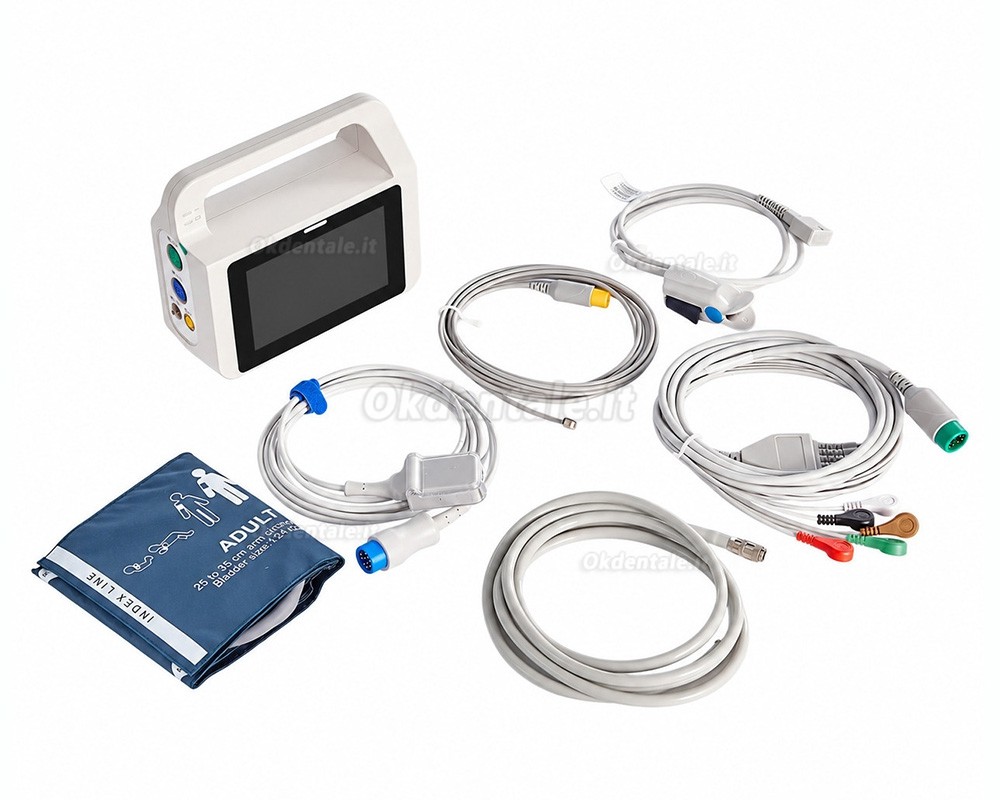 Monitor multiparametrico per pazienti odontoiatrici con schermo touch da 5 pollici e visualizzazione di 6 parametri Monitor multiparametrico per pazienti odontoiatrici con schermo touch da 5 pollici e visualizzazione di 6 parametri