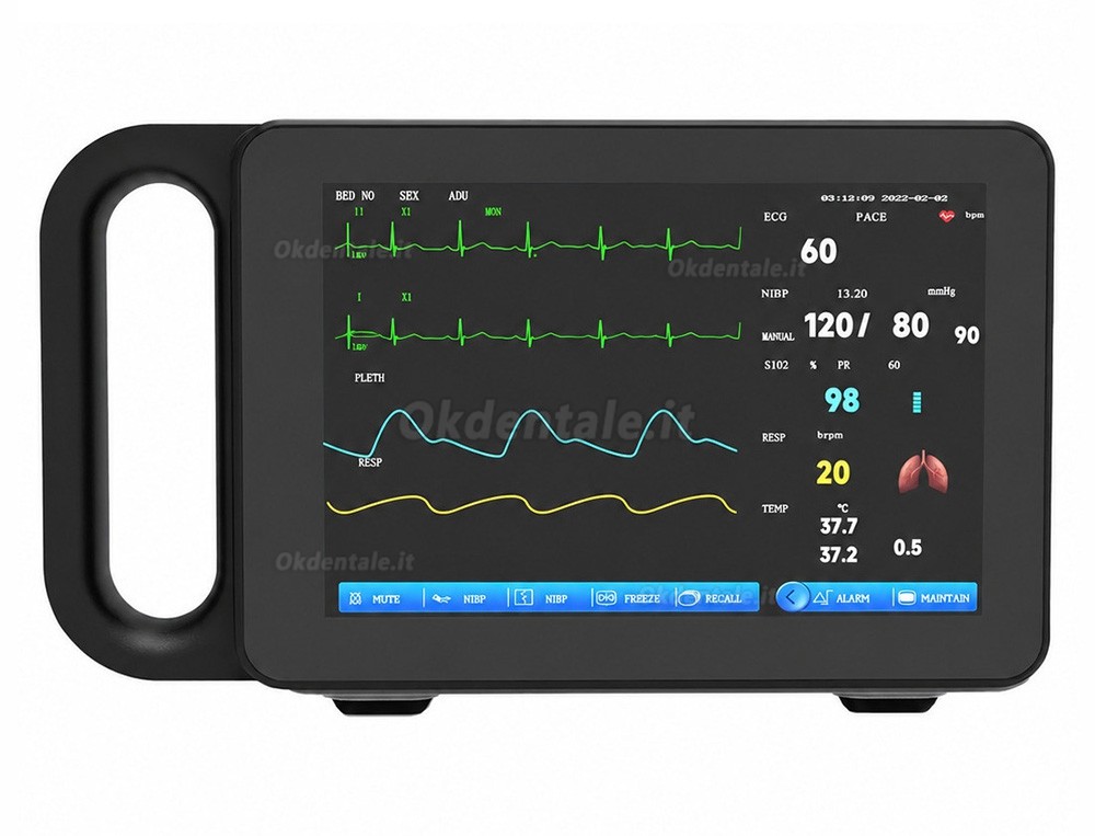 Monitor paziente multiparametrico con schermo tattile da 7 pollici ECG/RESP/TEMP/NIBP/SPO2/PR Monitor paziente multiparametrico con schermo tattile da 7 pollici ECG/RESP/TEMP/NIBP/SPO2/PR