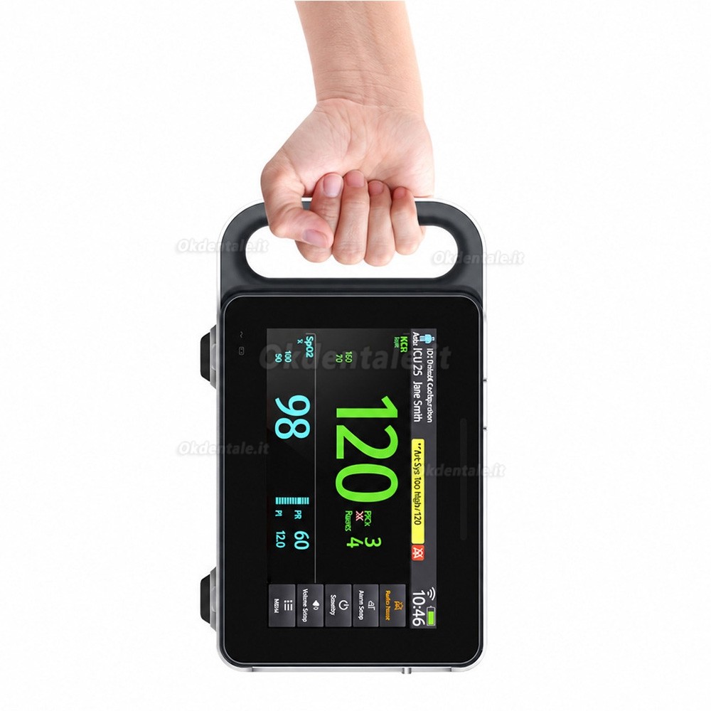 Monitor paziente multiparametrico con schermo tattile da 7 pollici ECG/RESP/TEMP/NIBP/SPO2/PR Monitor paziente multiparametrico con schermo tattile da 7 pollici ECG/RESP/TEMP/NIBP/SPO2/PR