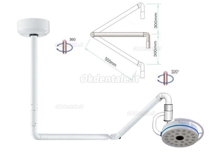 Lampada odontoiatrica odontoiatrica da 72 W montata a soffitto, lampada operatoria senza ombre a LED a luce fredda Lampada odontoiatrica odontoiatrica da 72 W montata a soffitto, lampada operatoria senza ombre a LED a luce fredda