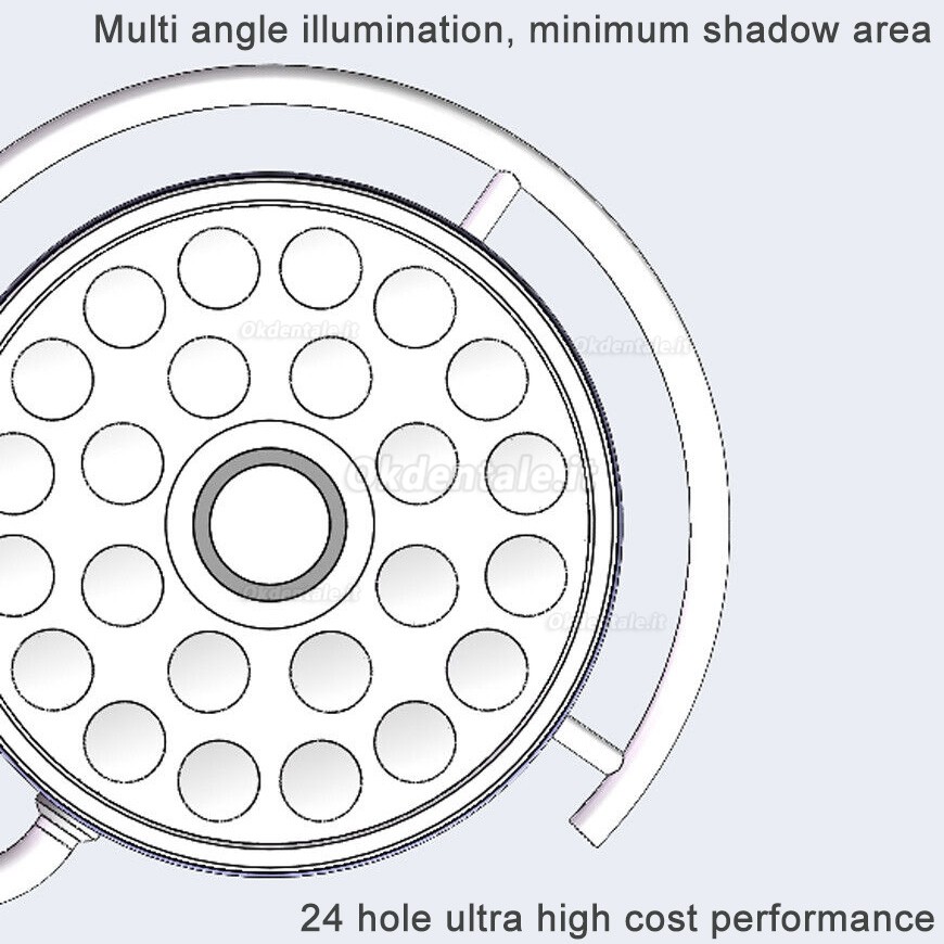 Lampada odontoiatrica odontoiatrica da 72 W montata a soffitto, lampada operatoria senza ombre a LED a luce fredda Lampada odontoiatrica odontoiatrica da 72 W montata a soffitto, lampada operatoria senza ombre a LED a luce fredda