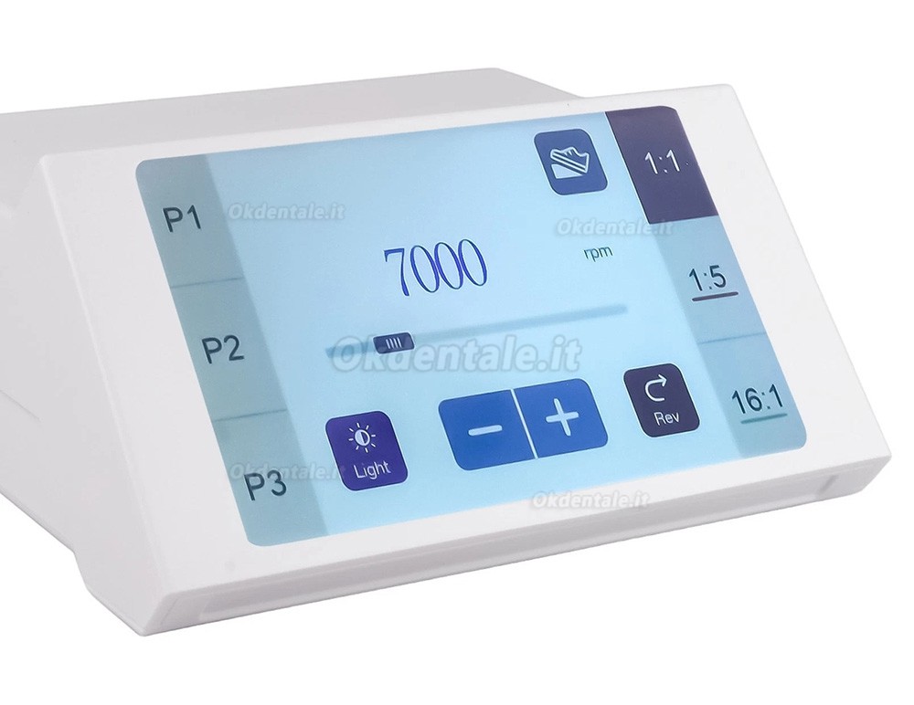 Micromotore elettrico odontoiatrico per restauri dentali (touchscreen, 4 fori, velocità regolabile) Micromotore elettrico odontoiatrico per restauri dentali (touchscreen, 4 fori, velocità regolabile)