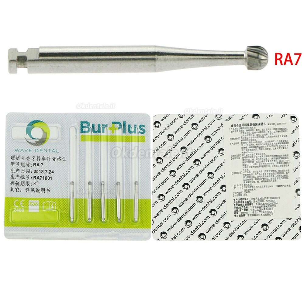 10 pacchetti WAVE Frese dentali SBT a bassa velocità in carburo di tungsteno con chiusura tonda RA 1 2 3 4 5 6 7 8