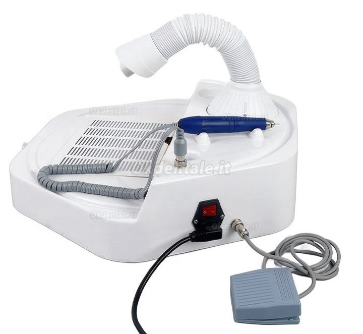 Sistema di lucidatura e molatura 2 in 1 per laboratorio odontotecnico con manipolo e sistema di aspirazione della polvere
