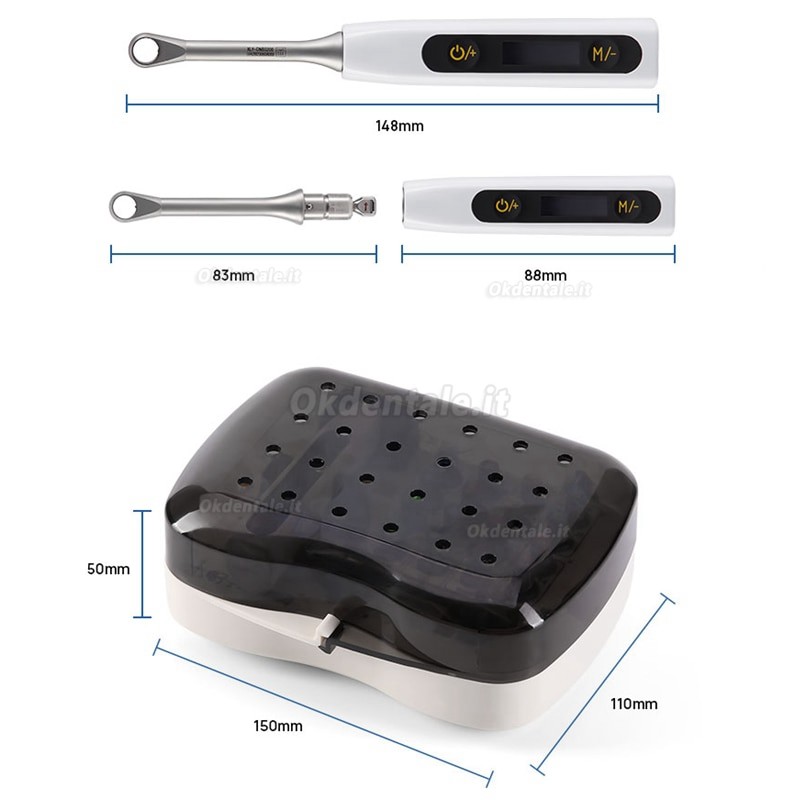 Chiave dinamometrica per impianti dentali con impugnatura per misuratore di coppia elettrico