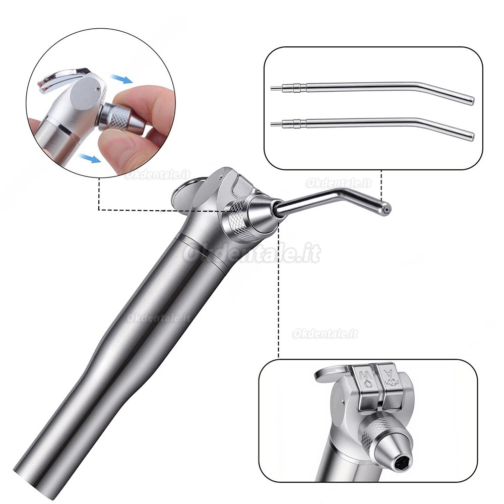 Siringa aria/acqua dentale a 3 vie (2 pezzi) con pulsante dall'ampia superficie di contatto Siringa aria/acqua dentale a 3 vie (2 pezzi) con pulsante dall'ampia superficie di contatto