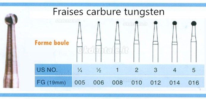 FG008 Frese Carburo tungsteno turbina forma palla 20pz