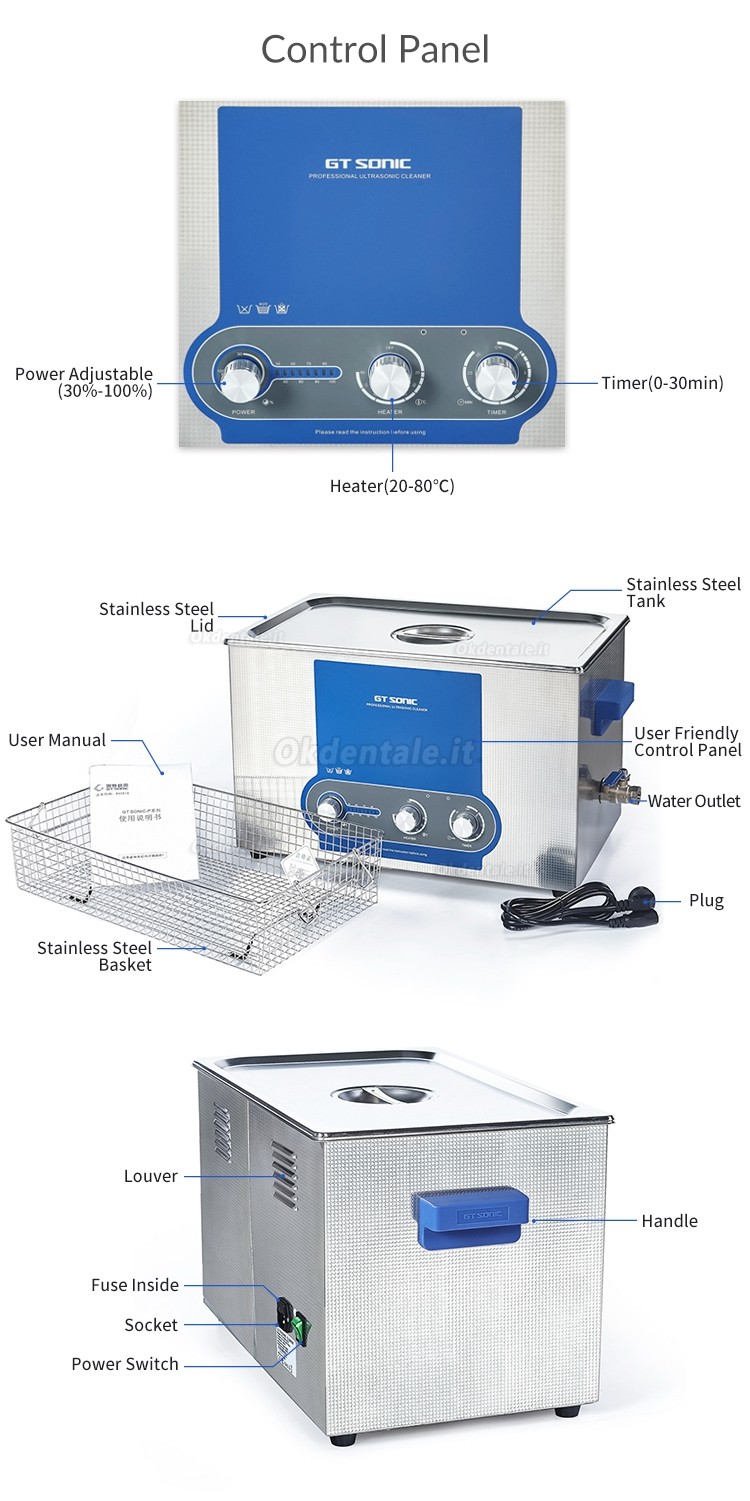 GT SONIC Serie P pulitore ad ultrasuoni 2-27L 100-500W (con funzione di riscaldamento +Regolazione della potenza)