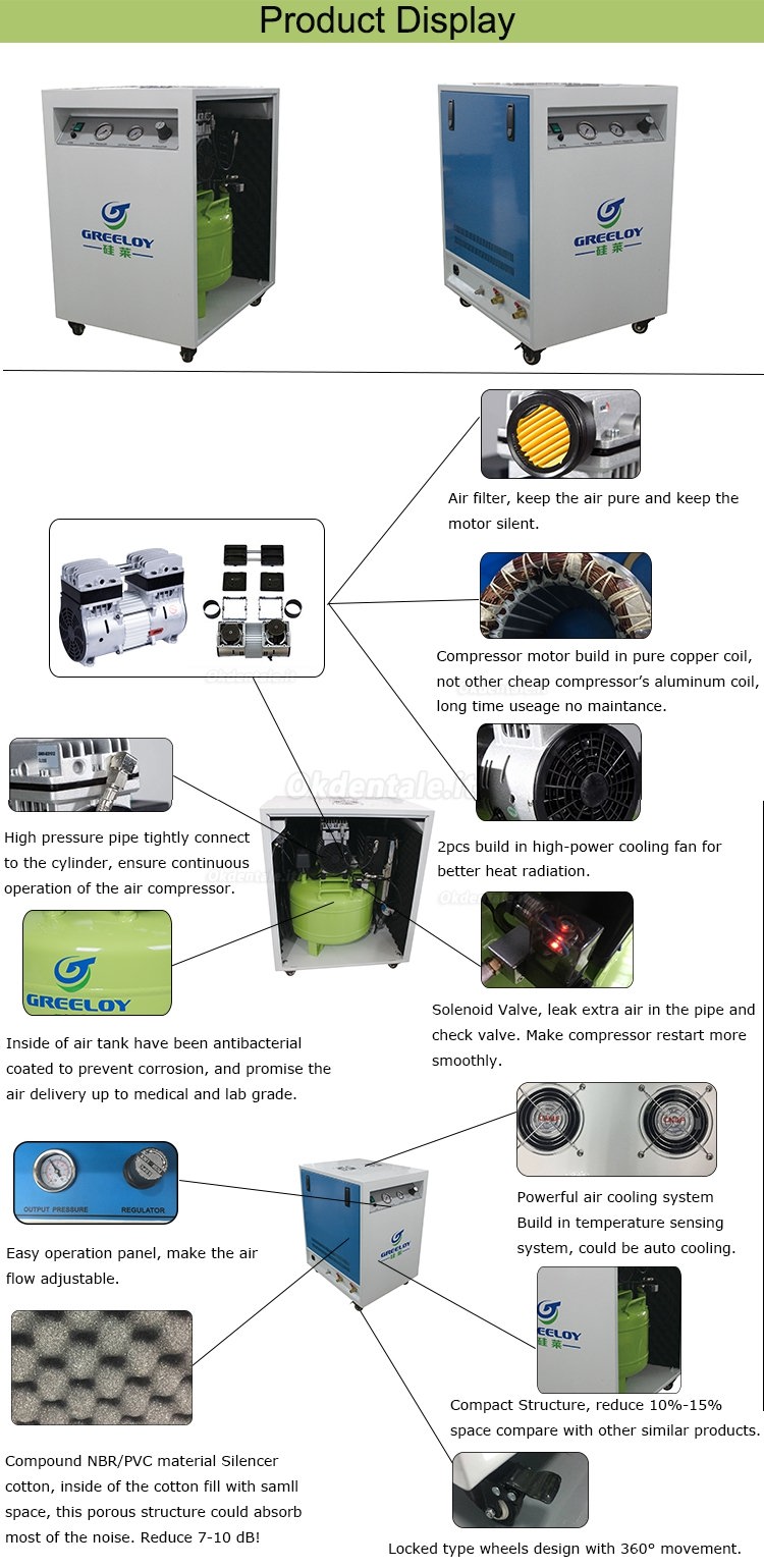 Greeloy® GA-81XY Compressore insonorizzate con aria essiccatore