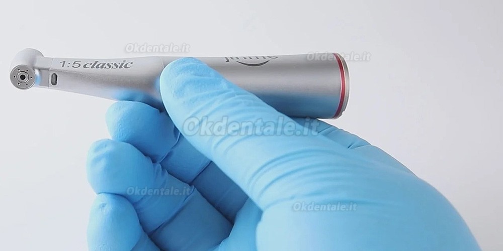 Manipolo contrangolo dentale Jinme W15LW 1:5 con fibra ottica e canale interno Manipolo contrangolo dentale Jinme W15LW 1:5 con fibra ottica e canale interno