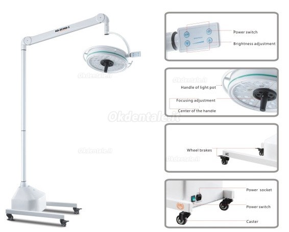 KD-2036D-3 36LED Lampada dentale a luce fredda senza ombre con profondità di illuminazione regolabile 72 W (a terra, con una base) 