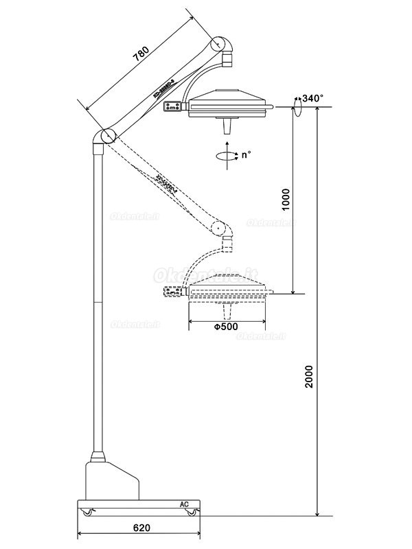 KD-2036D-3 36LED Lampada dentale a luce fredda senza ombre con profondità di illuminazione regolabile 72 W (a terra, con una base)