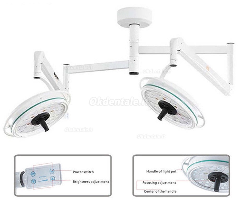 KWS KD-2072B-2 216W Two Headed Ceiling LED Surgical Exam Light Shadowless Lamp KWS KD-2072B-2 216W Two Headed Ceiling LED Surgical Exam Light Shadowless Lamp