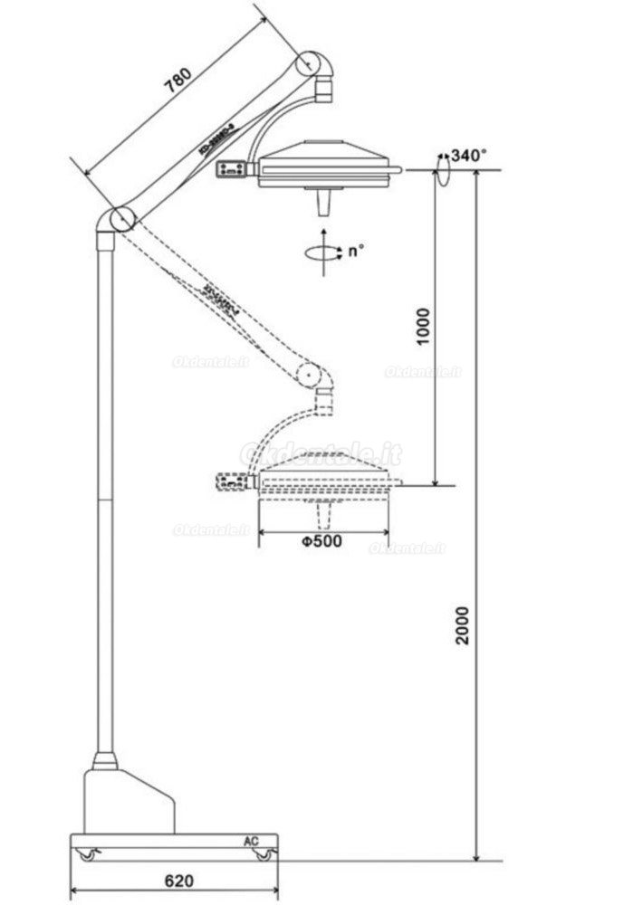 KWS KD-2036D-3 108W LED Portable Shadowless Lamp Surgical Medical Exam Light