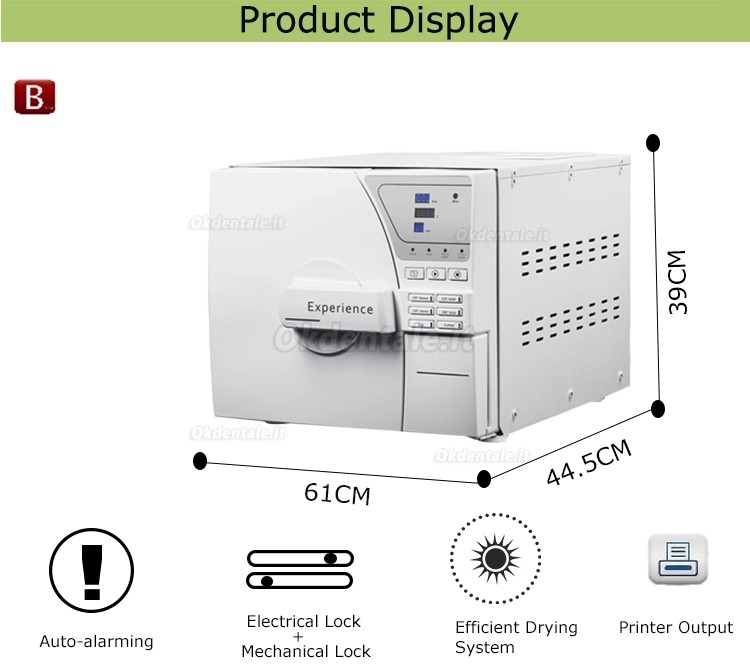 LAFOMED Mini Autoclave Dentale Sterilizzatore Sottovuoto a Vapore 8-23L con Stampante