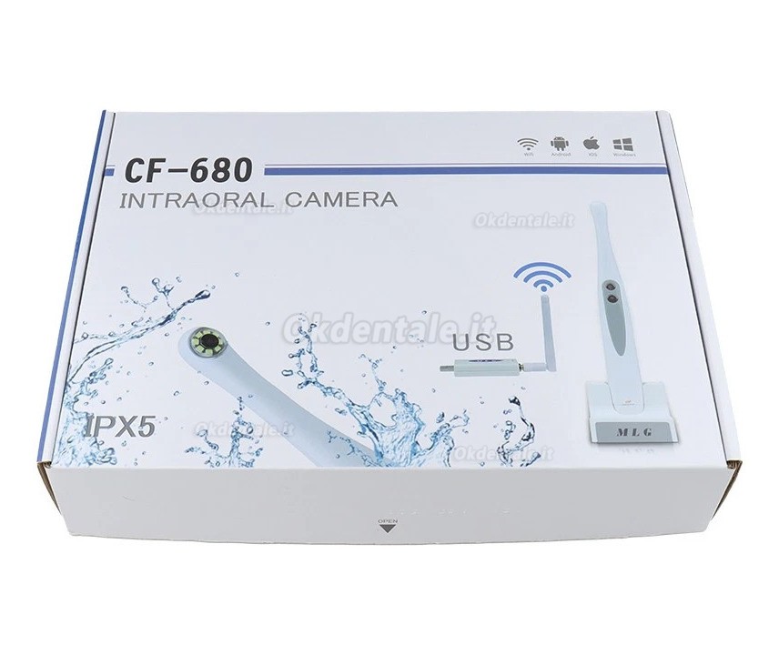 Telecamera intraorale wireless per odontoiatria MLG CF680, 1080P, con 8 luci LED Telecamera intraorale wireless per odontoiatria MLG CF680, 1080P, con 8 luci LED