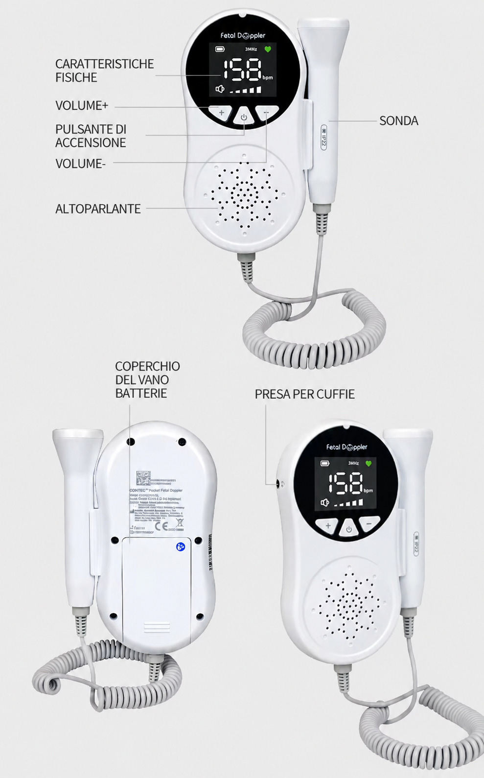 Doppler fetale portatile CONTEC 10A (LED) Doppler fetale portatile CONTEC 10A (LED)