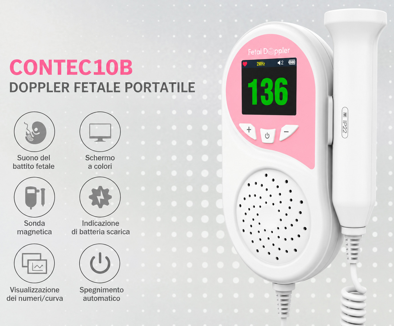 Doppler fetale portatile CONTEC 10B Doppler fetale portatile CONTEC 10B