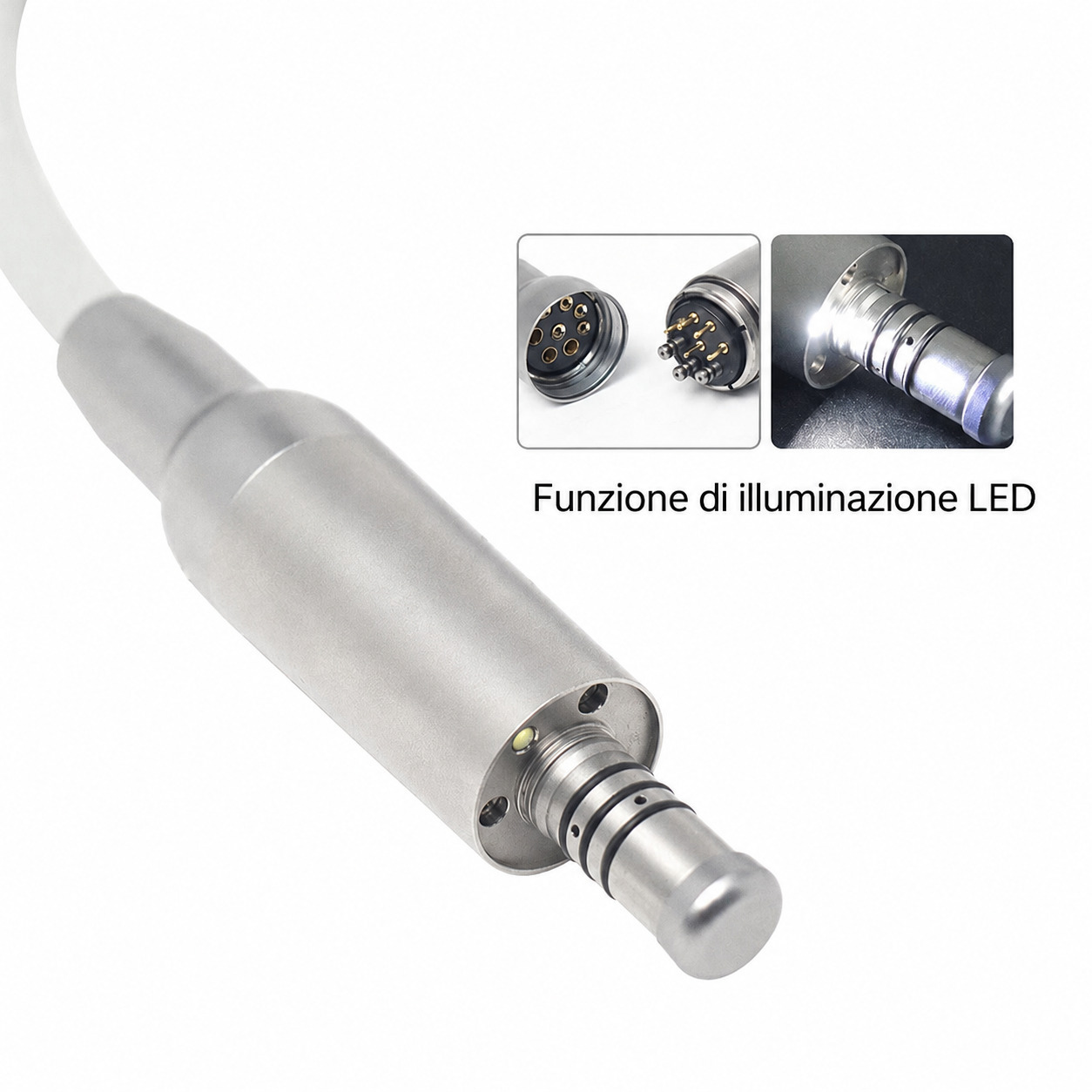 Micromotore elettrico odontoiatrico integrato a LED, senza spazzole (brushless), con schermo touch Micromotore elettrico odontoiatrico integrato a LED, senza spazzole (brushless), con schermo touch
