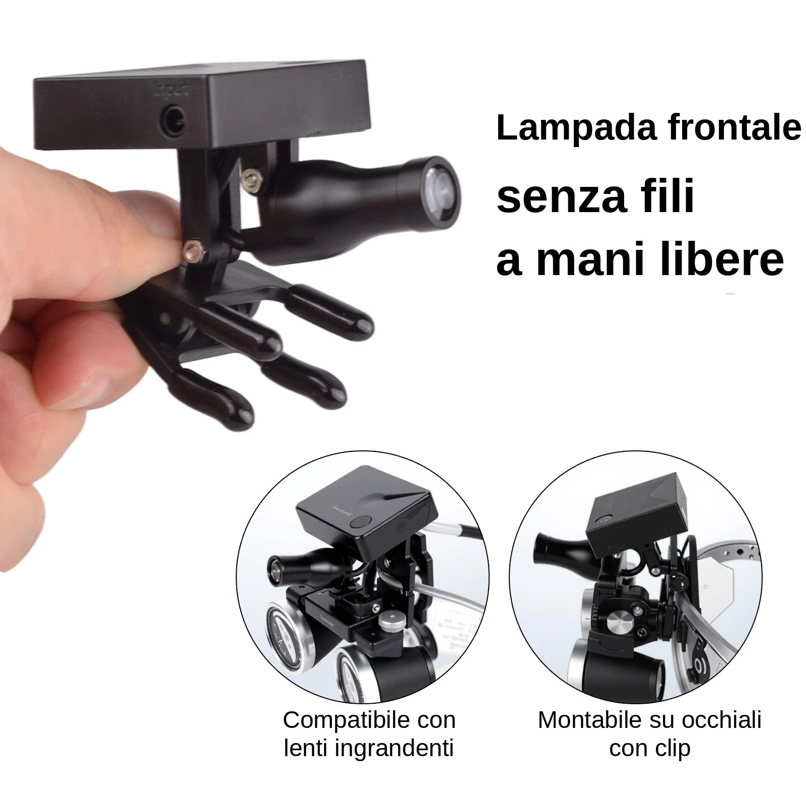 Lampada frontale dentale wireless da 5W con clip TD13 per lenti d'ingrandimento Lampada frontale dentale wireless da 5W con clip TD13 per lenti d'ingrandimento