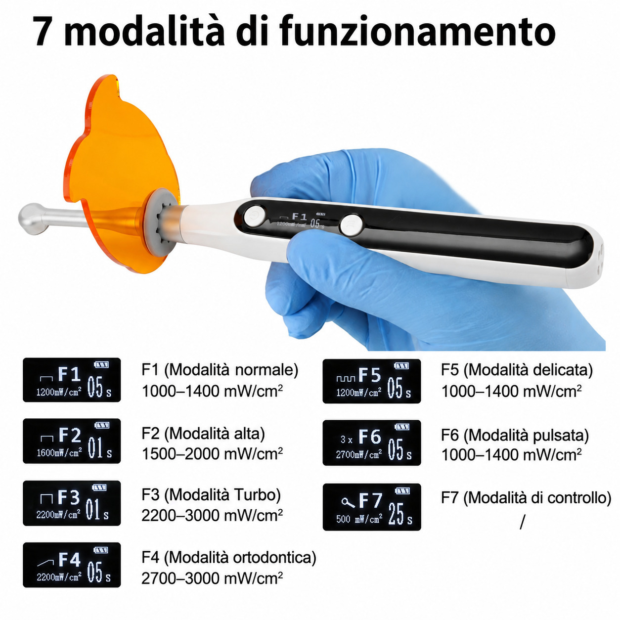 Lampada fotopolimerizzatrice dentale PULIHUA PLH-320, 3000 mW/cm², con 7 modalità di funzionamento Lampada fotopolimerizzatrice dentale PULIHUA PLH-320, 3000 mW/cm², con 7 modalità di funzionamento