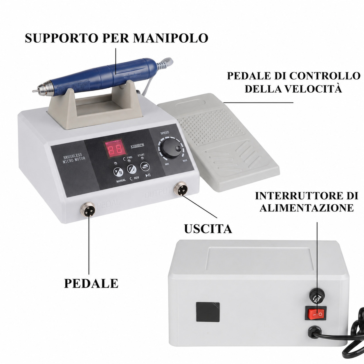 Micromotore da laboratorio odontotecnico YD-BM003 con manipolo da 50000 giri/min Micromotore da laboratorio odontotecnico YD-BM003 con manipolo da 50000 giri/min