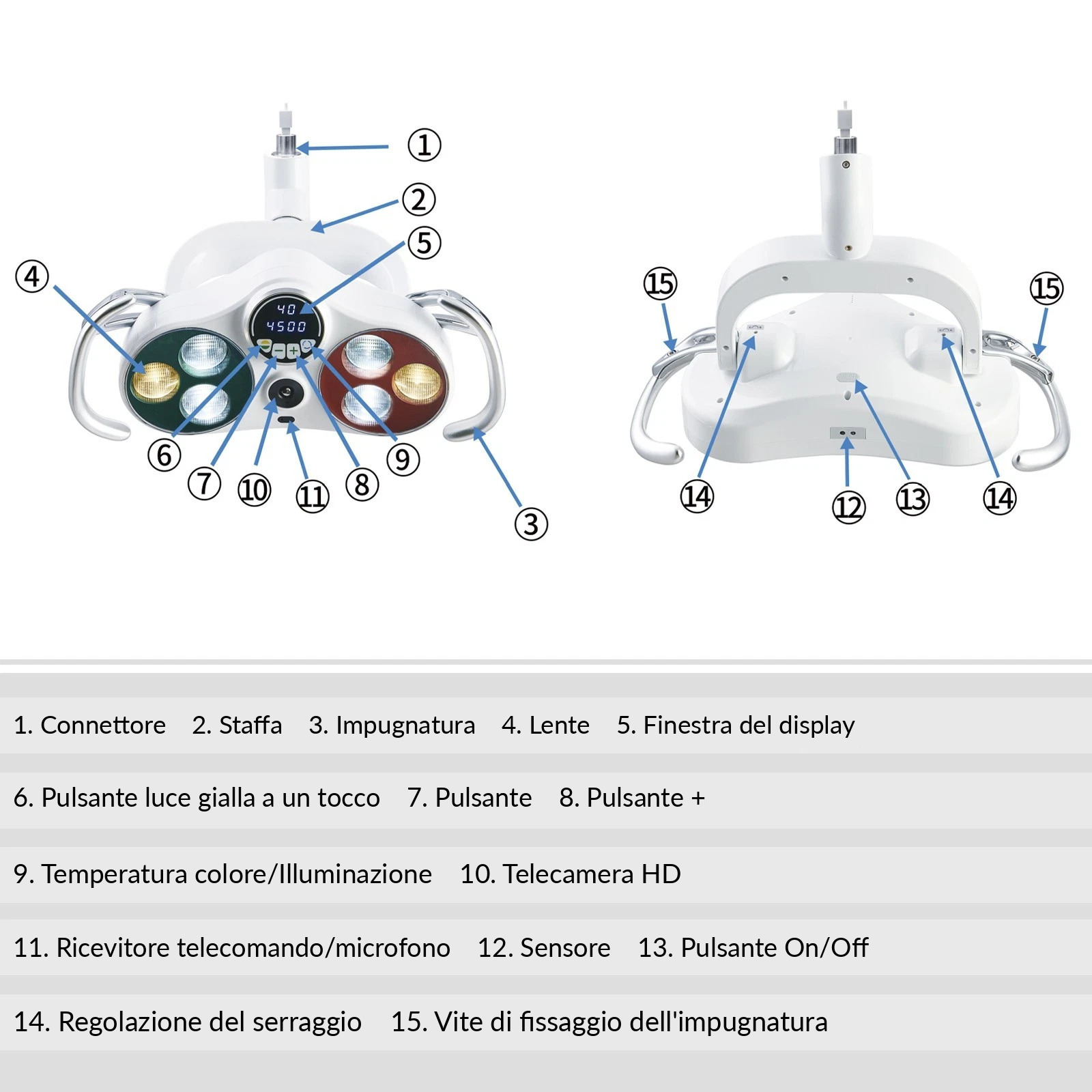Lampada scialitica a LED odontoiatria KY KY-P183, 26 mm con videocamera wireless