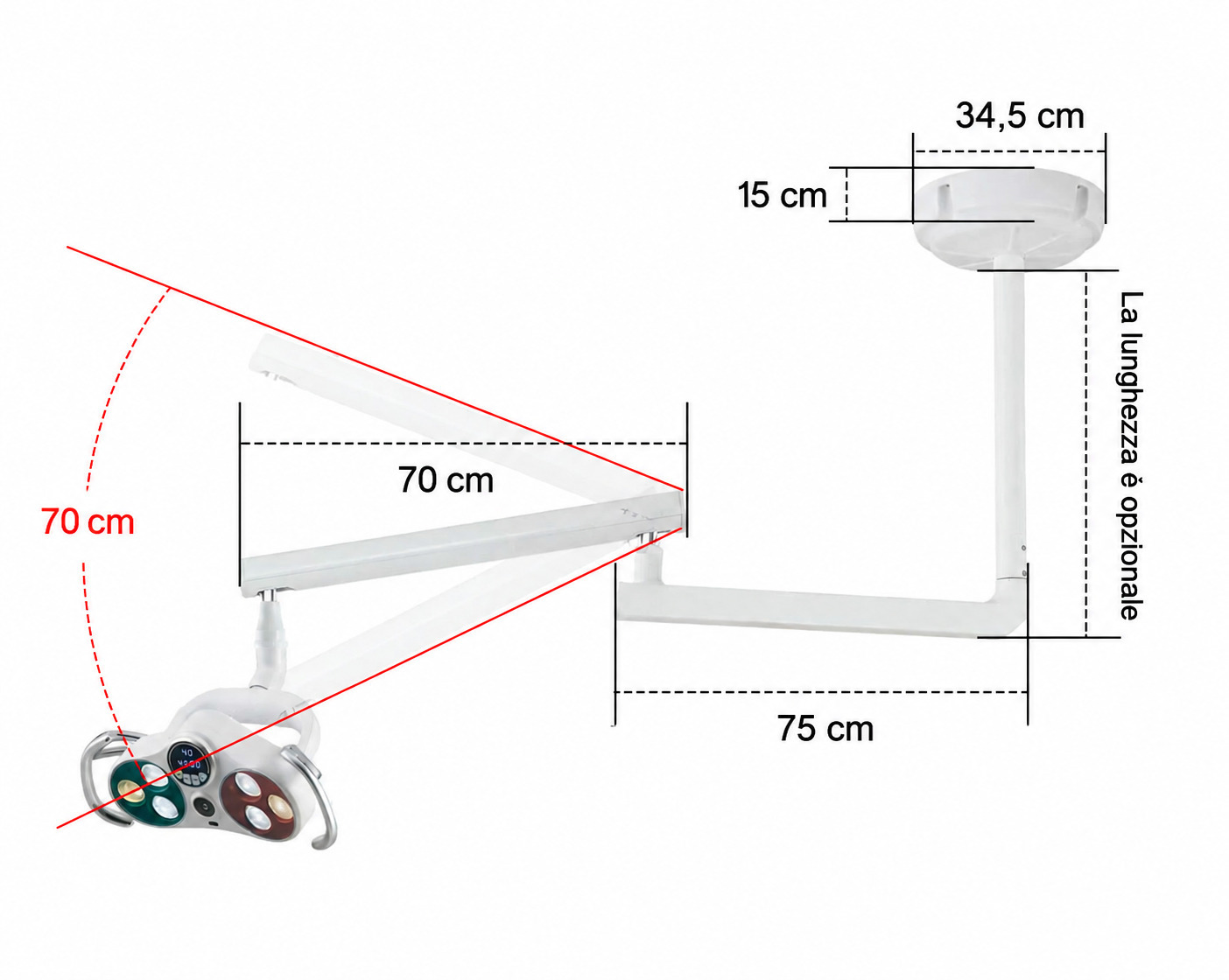 Lampada operatoria dentale a LED da montato a soffitto KY KY-P183 con videocamera wireless integrata Lampada operatoria dentale a LED da montato a soffitto KY KY-P183 con videocamera wireless integrata