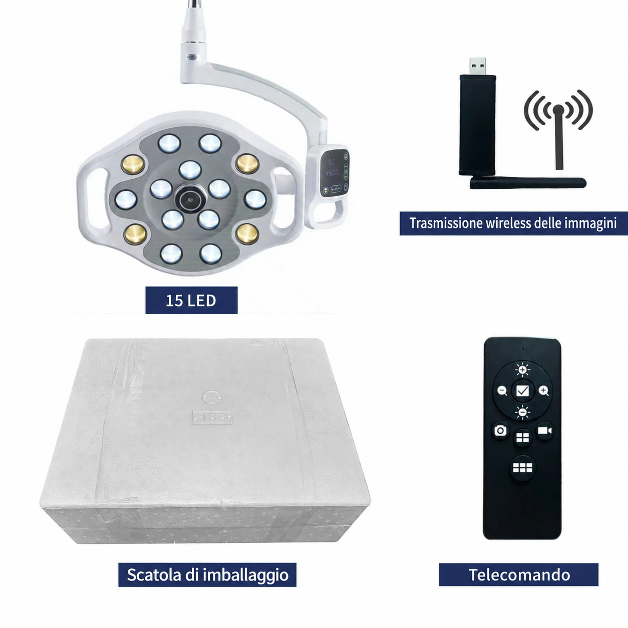 Lampada sala operatoria dentale a LED KY-P132 22 mm con videocamera wireless integrata Lampada sala operatoria dentale a LED KY-P132 22 mm con videocamera wireless integrata