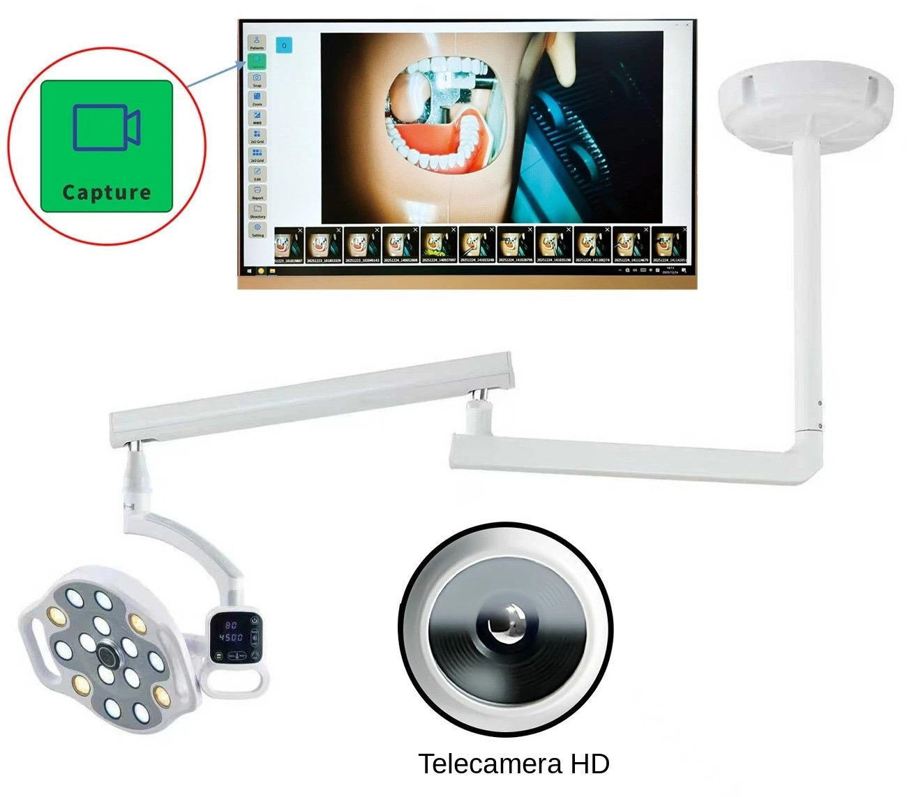 Lampada sala operatoria dentale a LED da soffitto KY KY-P132-1 con telecamera wireless integrata Lampada sala operatoria dentale a LED da soffitto KY KY-P132-1 con telecamera wireless integrata