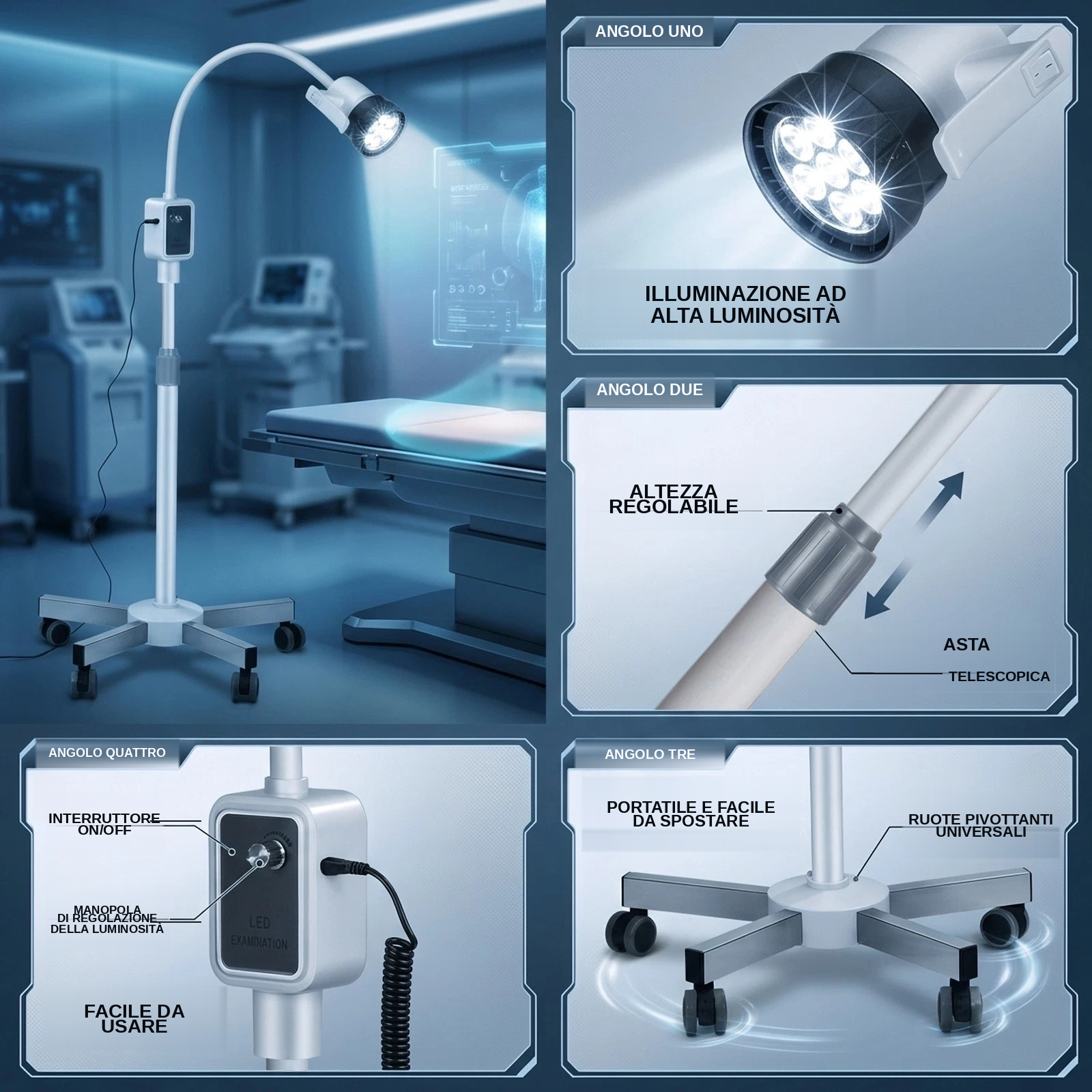 Lampade diagnostiche mediche Micare JD1000L, luce fredda a LED da 15W Lampade diagnostiche mediche Micare JD1000L, luce fredda a LED da 15W
