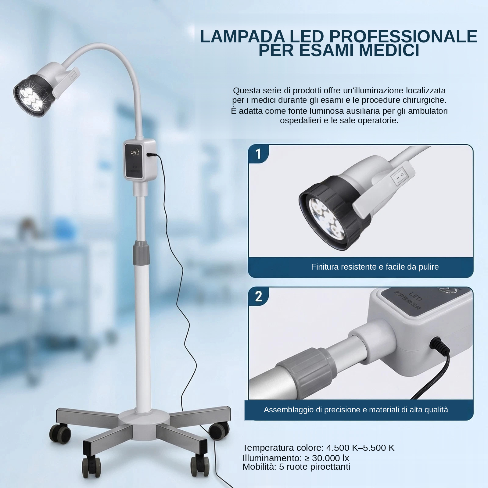 Lampade diagnostiche mediche Micare JD1000L, luce fredda a LED da 15W Lampade diagnostiche mediche Micare JD1000L, luce fredda a LED da 15W