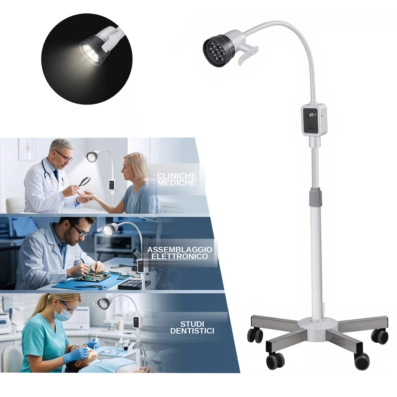 Lampade diagnostiche mediche Micare JD1000L, luce fredda a LED da 15W Lampade diagnostiche mediche Micare JD1000L, luce fredda a LED da 15W