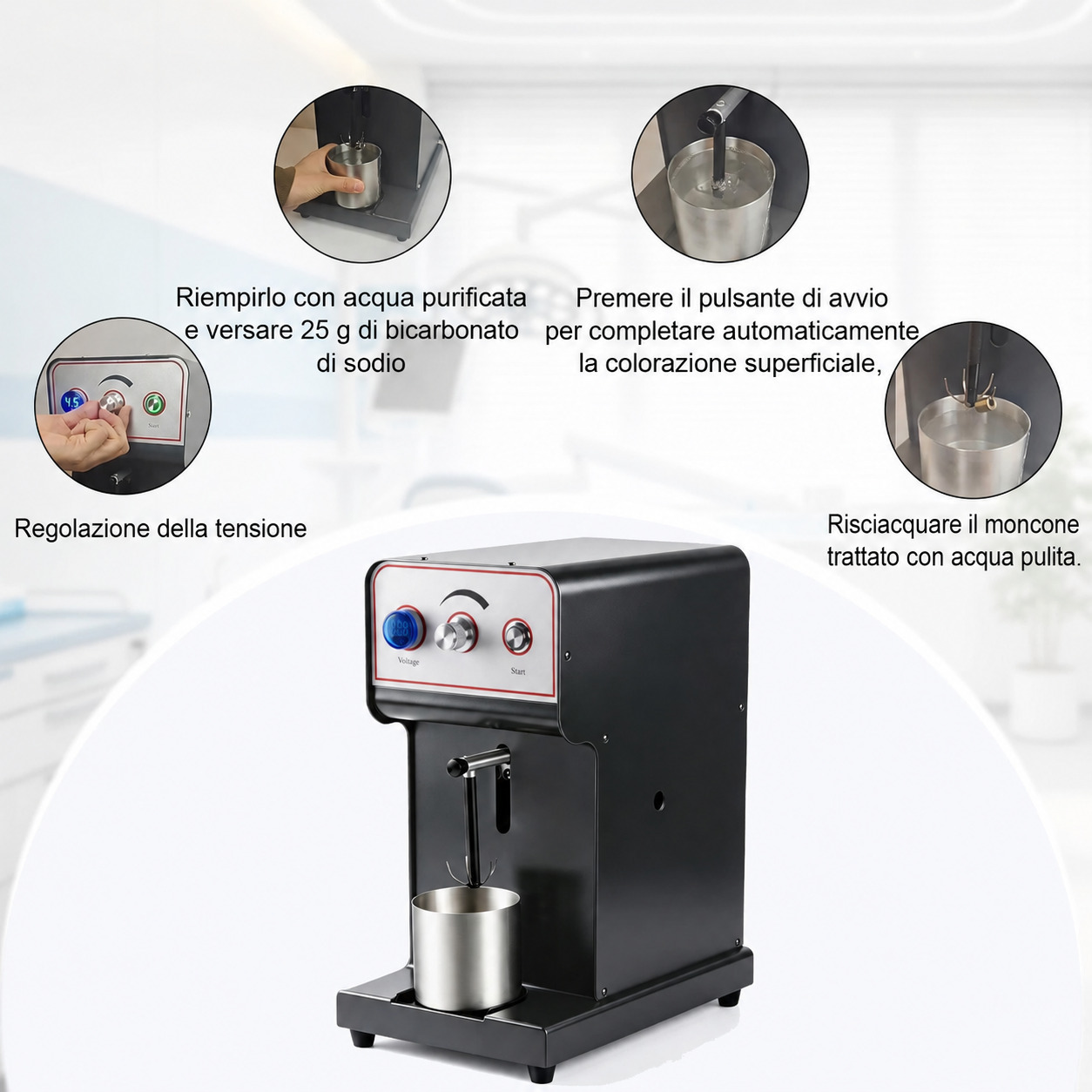 Unità di anodizzazione dentale per titanio / Macchina per il trattamento superficiale di abutment in titanio Unità di anodizzazione dentale per titanio / Macchina per il trattamento superficiale di abutment in titanio