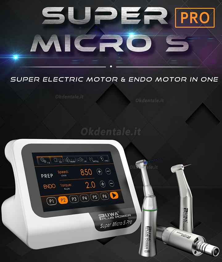 Pluspower® Super Micro S Pro Motore endodontico senza spazzole dentale (Modalità PREP/ENDO 2in1)