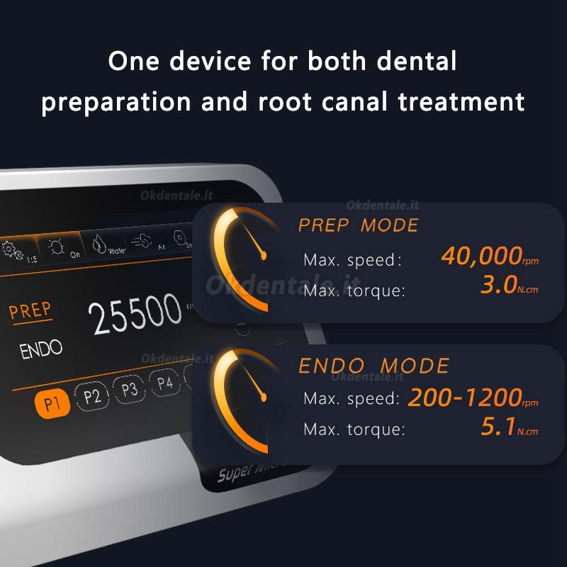 Pluspower® Super Micro S Pro Motore endodontico senza spazzole dentale (Modalità PREP/ENDO 2in1)