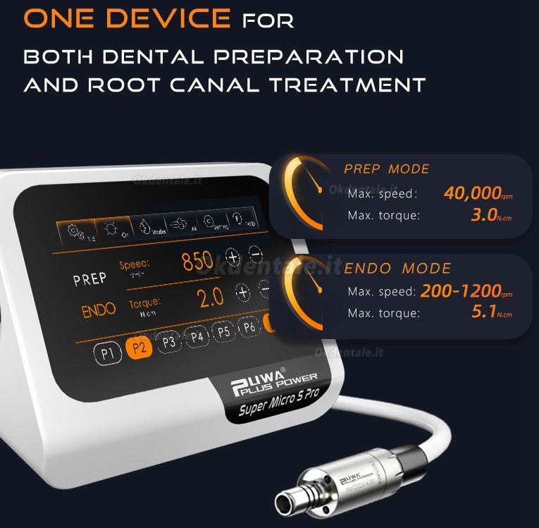 Pluspower® Super Micro S Pro Motore endodontico senza spazzole dentale (Modalità PREP/ENDO 2in1)