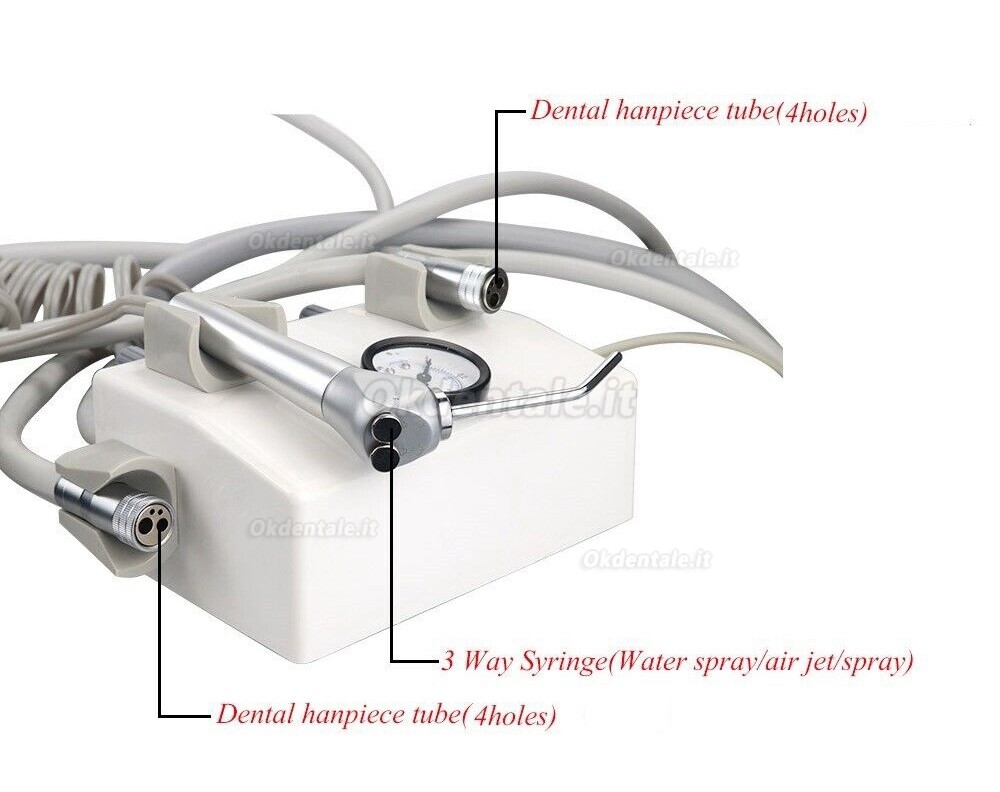 Turbina odontoiatrica portatile a parete 4H (Siringa a 3 vie + comando a pedale)