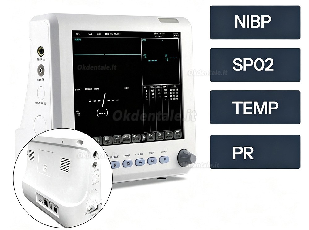Monitor multiparametrico SINNOR SNP9000L-B da 8 pollici con 4 parametri (NIBP, SPO2, PR, TEMP)