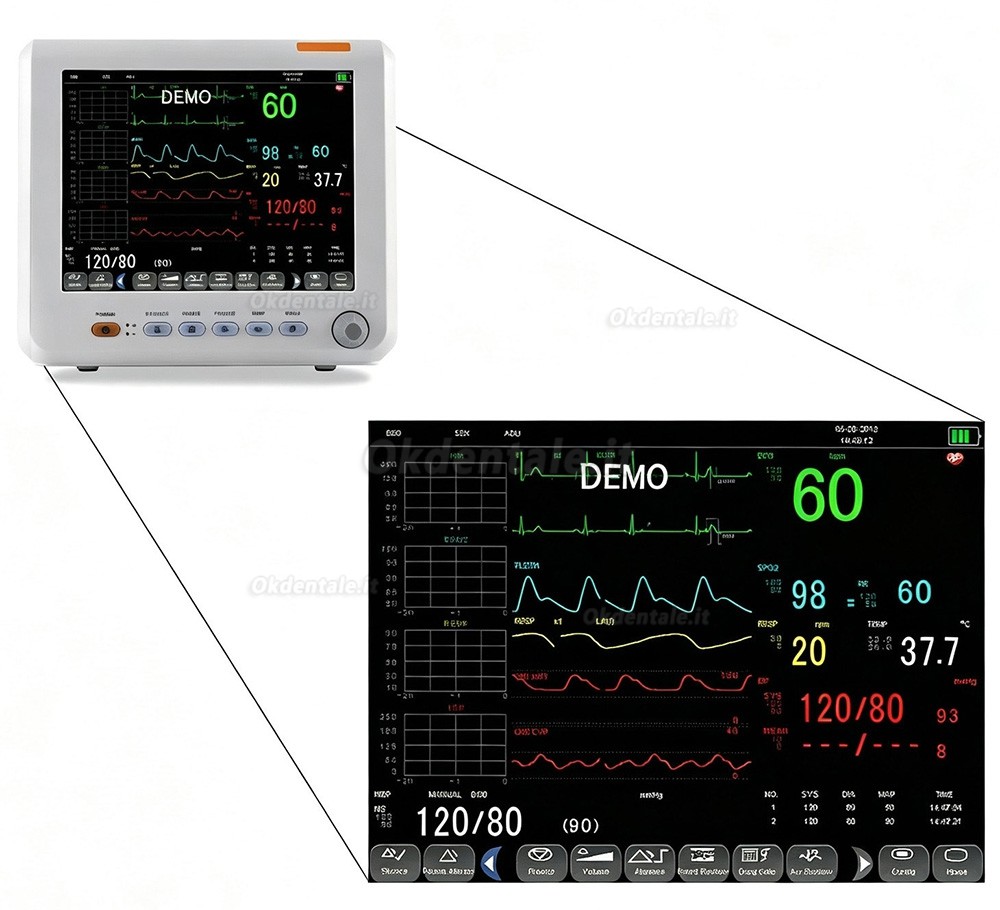 Monitor multiparametrico SINNOR SNP9000L-D da 8 pollici con 6 parametri (ECG, NIBP, RESP, TEMP, SPO2, PR) Monitor multiparametrico SINNOR SNP9000L-D da 8 pollici con 6 parametri (ECG, NIBP, RESP, TEMP, SPO2, PR)