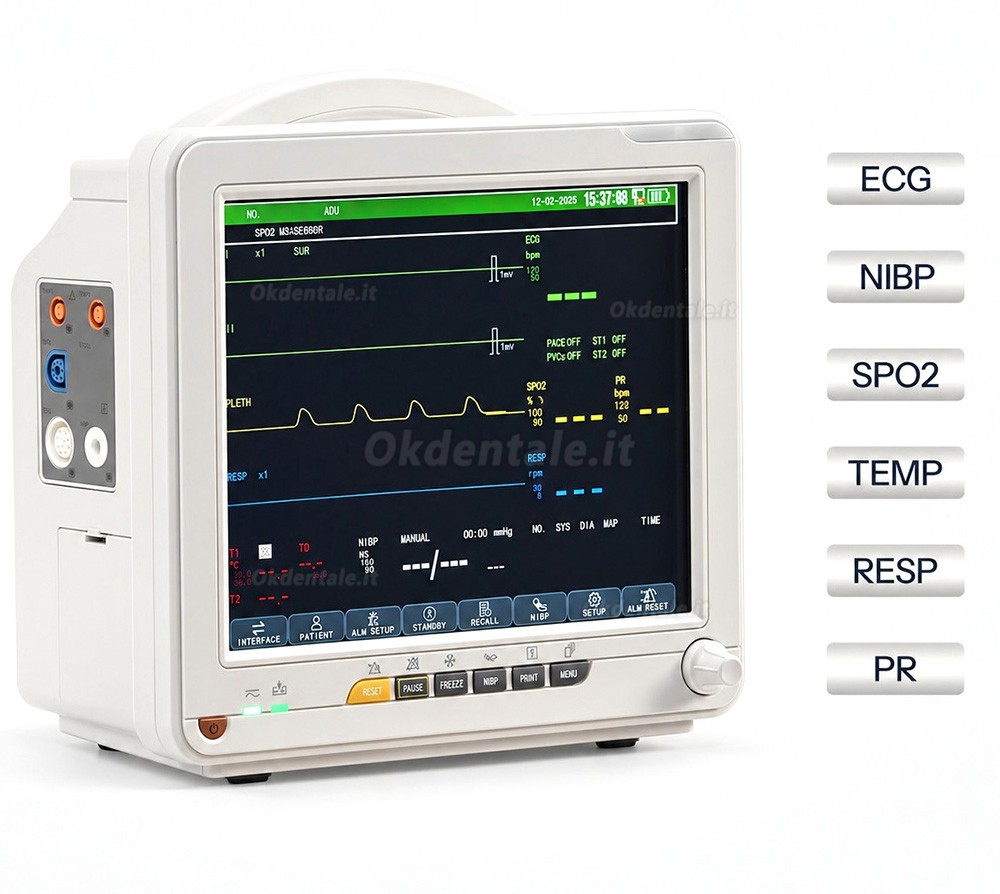 Monitor paziente multiparametrico SINNOR SNP9000N 12'' 6 parametri (ECG, RESP, TEMP, NIBP, SPO2, PR)