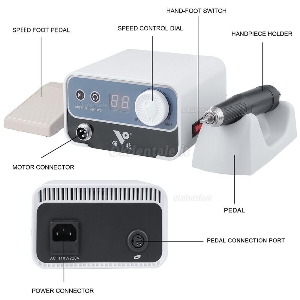 Micromotore Brushless per laboratorio dentale STRONGDRILL FN323AWS con manipolo da 50000 giri/min