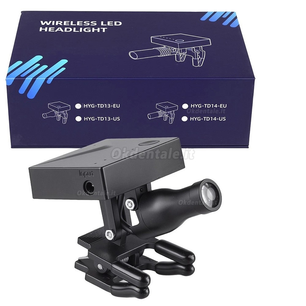 Lampada frontale dentale wireless da 5W con clip TD13 per lenti d'ingrandimento Lampada frontale dentale wireless da 5W con clip TD13 per lenti d'ingrandimento