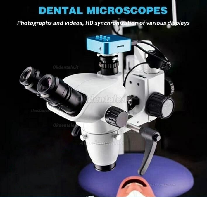 Microscopio operatorio per terapia canalare dentale con fotocamera e 5w lampada led